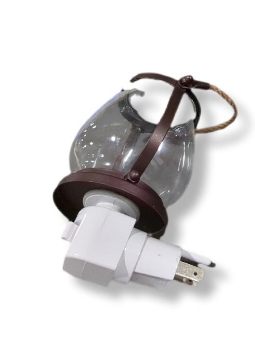 Plug-In Lantern Night Light in Brown and Clear Glass